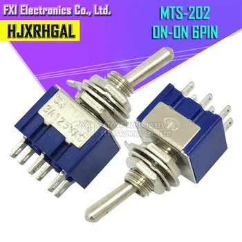 10PCS MTS-202 Interruptor DPDT 6A 125 V AC 6-Pin ON-OFF Mini-Interruptores 31*13*12mm Para Comutação de Luzes, Motores