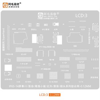 Amaoe LCD3 BGA Reballing Estêncil Para Iphone 6S 6SP 7 7P 8 X XR XS Max 11 12 13 14 Pro Visor LCD Rosto Ponto Chip IC Estanho Planta Net