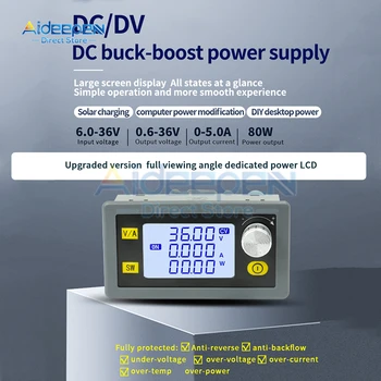 DC DC Buck, Boost Conversor CC CV 6-36V 5A 80W Módulo de Potência Ajustável laboratório Regulamentado fonte de alimentação variável de 12V 24V