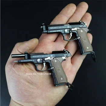 Crianças Brinquedos de Metal da Pistola Modelo em Miniatura 1:3 Beretta 92º f Chaveiro Artesanal Pingente de Presente de Aniversário Anti-stress Fidget Brinquedos