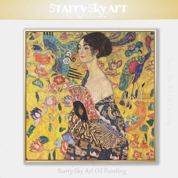 Pura pintados à Mão Pintura de Gustav Klimt Sobre Tela Reprodução de Retrato De Adele Bloch Parede Dourada Pintura de Gustav Pintura a Óleo