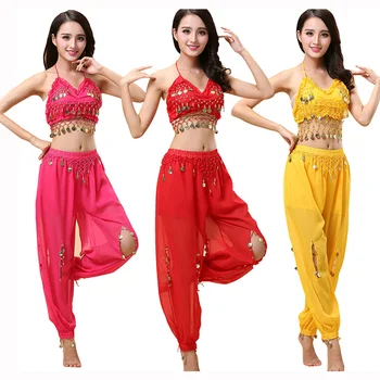 2 peças de Conjunto Profissional de Dança Oriental Trajes de Mulheres Dança do Ventre para a Mulher Dança Indiana Traje de Bollywood Vestido para Adultos