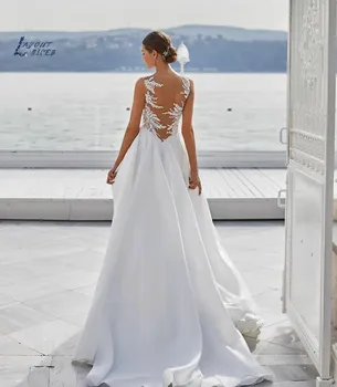 LAYOUT NICEB Modernos Vestidos de Noiva de Organza Laço Ilusão de Tulle Um Ombro Vestidos de Noiva Vestido de noiva Trem da Varredura