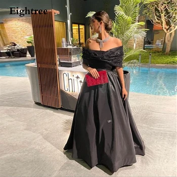 Eighree Preto Abendkleider Dubai Vestidos De Baile Mancha Vintage Fora Do Ombro Glitter Vestes De Soirée Vestidos De Noite 2022