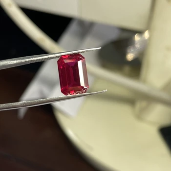 10X8mm 4 cts GRC Certificado de Laboratório Criado Crescido Rubi pedra Octogonal de corte Hidrotermais Ruby Anel de safira jóias fazer