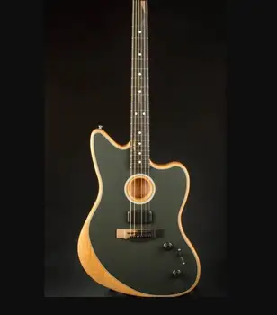 Jaguar guitarra elétrica de corpo de MOGNO no corpo e pescoço fábricas Chinesas esmalte Preto fosco com acabamento em pintura