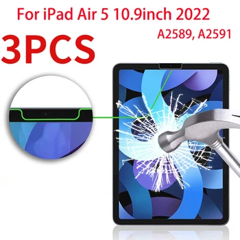 3PCS de Vidro Temperado Para Apple iPad Ar 5 2022 A2589 A2591 Protetor de Tela Vidro iPad Ar 5ª geração 10,9 polegadas