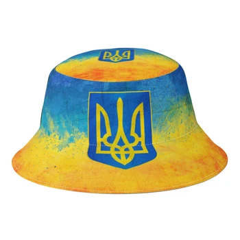Verão Ucrânia Trident Bandeira Chapéu de Balde para Unisex Legal ucraniano Pescador Chapéus de Pesca Boonie Chapéu