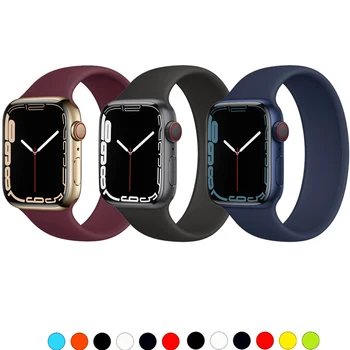 Solo de Loop para a apple faixa de relógio de 44mm 40mm 42mm 38mm 45mm 41mm iwatch correia apple assistir série 7/6/5/4/3/2/SE bracelete do silicone