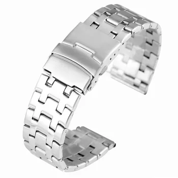 Prata/Preto Fecho de báscula em Aço Inoxidável Watchbands 20/22 mm Largura pulseiras de Relógio Substituições de pulseiras de Metal