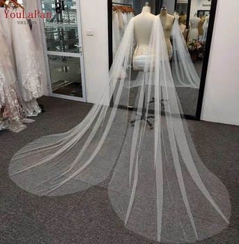 YouLaPan VG52 3M de comprimento Véu de Noiva Xaile de Casamento Cabo de Noiva Asa Véus 2pc Boleros para a Festa Elegante Noiva Véu de Tule Macio encolher de Ombros