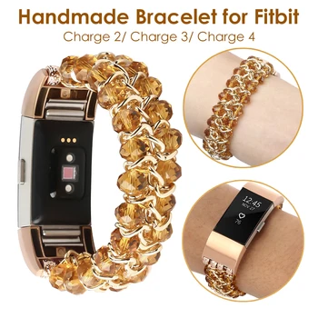 Compatível para o Fitbit Carga 3 Pulseira de Carga & 4 Bandas de Mulheres Beaded Correias de Substituição para o Fitbit de Carga 2 de Jóias Banda Vistoso