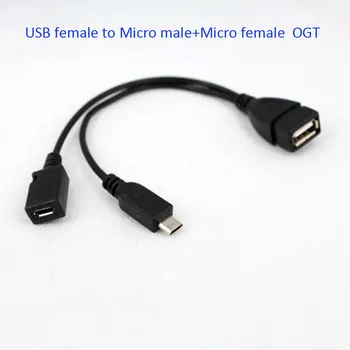 2 no OGT USB HOST Masculino Power Splitter Y adaptador USB para Micro 5pin Macho Fêmea para Cabo de Telefone Cabo de Alimentação