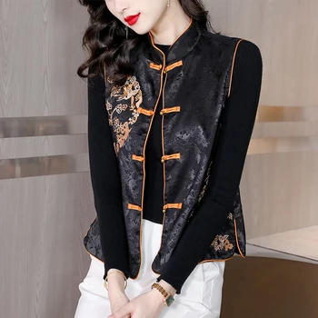 Retro Estilo Chinês Top Veste Mulheres Modernas Tang Terno Gilet Camisa Solta China Oriental Étnicas Tradicionais Blusa Roupas De Harajuku