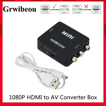 Grwibeou compatível com HDMI ao Conversor do RCA/AV CVSB L/R de Vídeo HD 1080P 1920*1080 60Hz HDMI2AV Suporte NTSC PAL Saída HDMIToAV