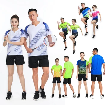 Camisa de Badminton de roupas Esportivas de Tênis, camisa de Mulheres/Homens de esportes de tênis de Mesa de jogo de Camisas, roupas de tênis Qucik seco Exercício camisa