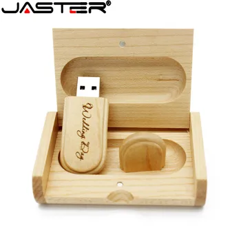 JASTER Caixa de Madeira do USB Flash Drives de 64GB Livre Logotipo Personalizado Pen Drive de 32GB 16GB 4GB 8GB Criativa de Presente de um Stick USB Negócio de Presente de casamento