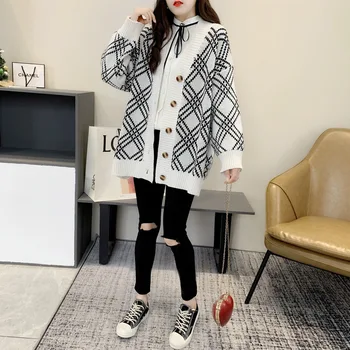Vintage Suéter de Japonês Harajuku Camisola de Malha Pulôver de Hip Hop e Streetwear Solta Malhas Tops Suéter de las mujeres