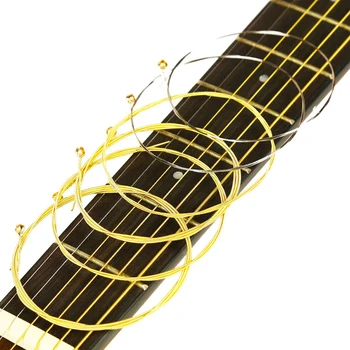 6Pcs/Set Acústico, Cordas de Guitarra Latão Aço Prática de Guitarra Cadeia de E-Um Para o Folk Acústico de Violão Clássico e Guitarra