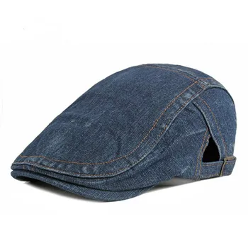 casual jeans viseira sólido ajustável jean tampa plana vintage, a coleção primavera / verão boina chapéu em branco as mulheres, o pico casquette