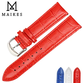 MAIKES Genuíno Couro de Vaca pulseiras de Relógio de Moda Vermelho Faixas de Relógio de 12mm 14mm 16mm 17mm 18mm 19mm 20mm 22mm Acessórios Pulseira