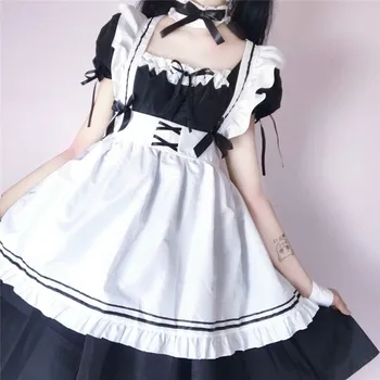 Kawaii Sexy Lolita Empregada Vestidos Japonês Escuro Lolitas Roupa de Tamanho Grande, S-5xl Empregada Lindo Bonito Meninas Doce Branco Preto Cosplay
