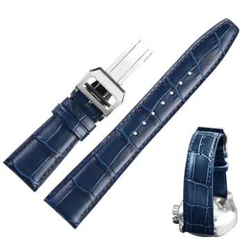 20mm 22mm Faixa de Relógio para IWC Portofino Marca de Substituição da Correia de Couro Relógio de Café Preto Azul Correia do Relógio Bracelete dos Homens