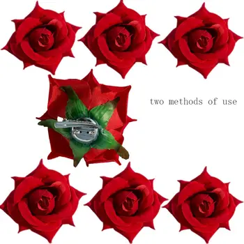 5 Pcs Bonito Dois Métodos de Utilização de 4 polegadas 3D de Simulação de Tecido Real de Meninas' Flor de Rosa Jacaré Grampos de Cabelo Com Pin antiderrapante
