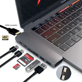 Mosible USB C Hub Thunderbolt 3 Dock compatível com HDMI Rj45 1000M Adaptador SD TF Leitor de PD 3.0 para o MacBook Pro/Air M2-Tipo c