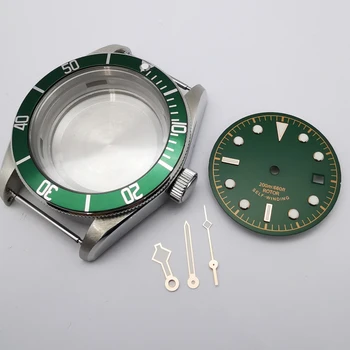 41 verde moldura caixa do relógio de aço dial mãos ajuste NH35 ETA 2836,miyota 8215/8205/GD 2813,gaivota st1612 movimento automático