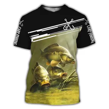 Belo Carp Fishing 3D Toda a Impressão homens t-shirt Harajuku Fashion camisa de manga Curta de verão streetwear camiseta Unisex
