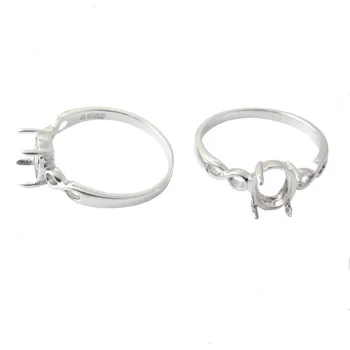 Beadsnice ID27343 oval semi anel de montagem definições de acessórios de jóias diy anel de prata oval corte para o anel de noivado