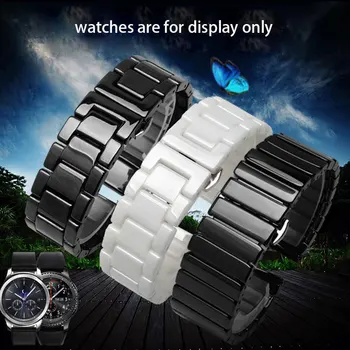 20mm 22mm de Pérolas de cerâmica pulseira de preto branco material da pulseira: fit Samsung Galaxy Watch Engrenagem S3 S2 esporte S4 smart watch acessórios