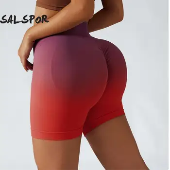 SALSPOR Gradiente Shorts de Ioga Perfeita Sportsshorts Elástico Respirável Fitness Apertado Para as Mulheres Ginásio Roupas Bunda Elevador Calças de Yoga