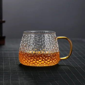 Vidro de borosilicato de alta xícara de chá com alça de vidro xícara de chá de criativo martelo copo de água domésticos, cerveja copo do suco