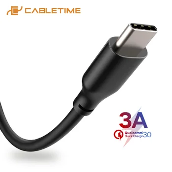 CABLETIME 3A USB C Cabo do Tipo C, do Telefone Móvel Cabo Android Cabo de Dados Carga Rápida para Samsung S9 S10 Xiaomi Redmi Oneplus 7 C276