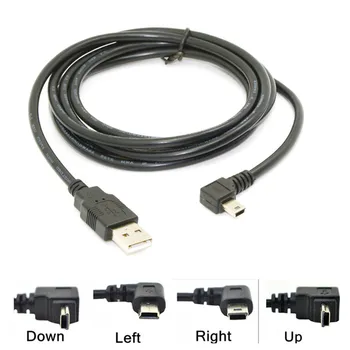 USB macho para mini usb de 90 graus cabo Mini USB Tipo B 5pin Macho para CIMA para Baixo Esquerda Direita em Ângulo de 90 Graus para USB 2.0 Macho a um Cabo de Dados