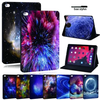 Para o iPad 2 3 4 5 6 7 8/Ar 1 2 3 4/Pro 11 2018 2020 PU de Couro Suporte para Tablet Fólio Cobertura Ultra-fina Estrelas espaço de cores Slim Caso