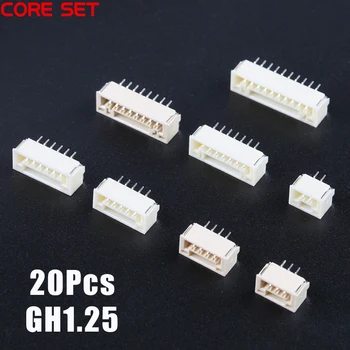 20Pcs GH 1,25 mm com bloqueio do conector de patch Vertical SMT 2/3/4/5/6/7/8/10P GH1.25 Conector De Cabeçalho Masculino