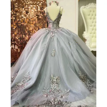 vestidos de 15 años de Luxo Vestido Quinceanera 2022 Apliques sem Mangas até o Chão Comprimento de Vestidos de Princesa Bola Doce 15 16 Dresses
