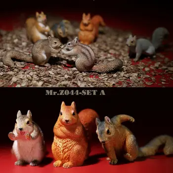 Mr. Z 1/6 3pcs e 6pcs Esquilo de Estimação Figura Sciuridae Modelo Animal de Coletores de Decoração Brinquedo Ornamentos para Crianças, Adultos Garoto de Presente de Natal