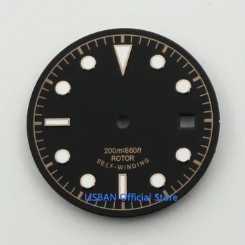 30,5 mm Estéril luminosa preto mostrador do relógio ajuste Miyota 8205 8215,ETA 2836, Mingzhu DG2813 ST1612 movimento do relógio