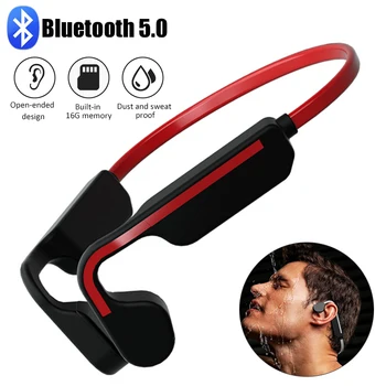 16G Real Osso Condução sem Fio Bluetooth 5.0 Fones de ouvido Não da Em-orelha de Esportes Impermeável Fone de ouvido MP3 Player de Música com Microfone