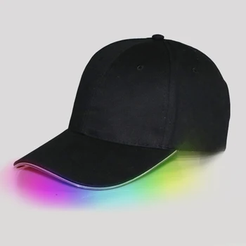 Moda Ultra Bright LED Boné de Beisebol de Fibra Óptica Brilhante Chapéu de Hip-Hop