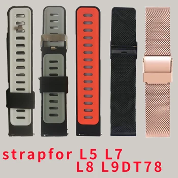 22mm pulseira de silicone pulseira de metal brasileiras de couro, alça para DT78 L5 L7 L8 L9 L15 L16 L17 smartwatch frete grátis