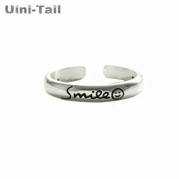 Uini-Rabo quente novo 925 prata Tibetana temperamento simples sorriso anel de abertura tendência da moda personalidade jóias de alta qualidade ED555
