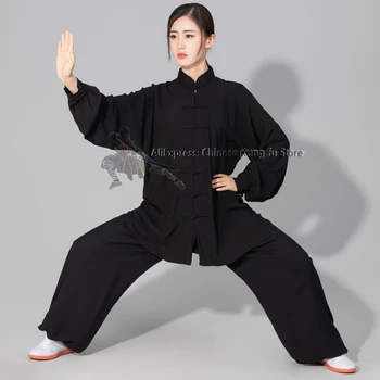 Mulheres Homens do Algodão Macio Tai chi Terno de Kung fu Wushu artes Marciais Uniforme Wing Chun Jaqueta Calças