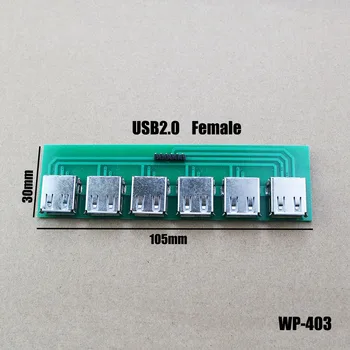 USB 2.0 Conector Fêmea de Adaptador de Placa de Teste 6 USB Tipo B Soquete do Cabo de Dados a Extensão da Placa do Tipo B PCB Conversor WP-403