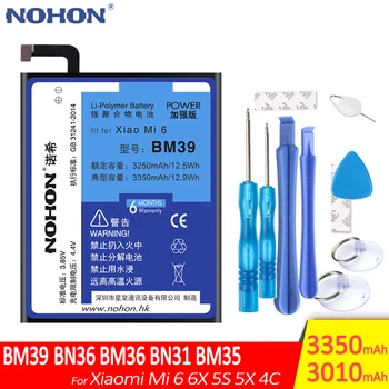Original NOHON Bateria Para Xiaomi Mi6 5S 4C 5X 6X BM39 BM36 BM35 BN31 BN36 de Substituição de Baterias de Telefone Móvel Bateria de Ferramentas Livres