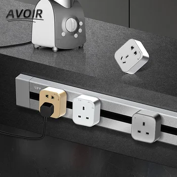 Avoir Calha de Extensão Soquete Tomadas Elétricas UE pt FR USB França Soquete Na Bancada da Cozinha Vários Plug